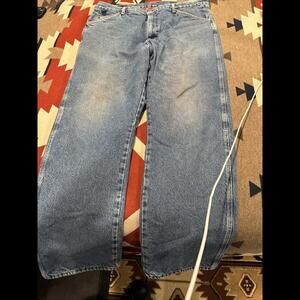 Wrangler Rugged Wear Fleece Lined Jeans Distressed Please See Pics 36x31